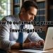 a private investigator focusing on his laptop