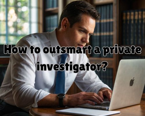 a private investigator focusing on his laptop
