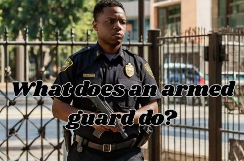 an armed security guard working outside the premise