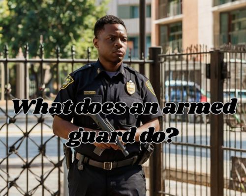 an armed security guard working outside the premise